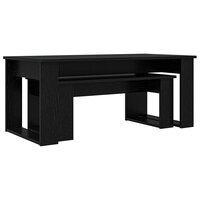 Salontafelset2 pcs Zwart Eiken Bewerkt hout 5