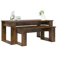 Salontafelset2 pcs Gerookt eiken Bewerkt hout 3