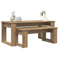 Salontafelset2 pcs Artisan Eiken Bewerkt hout 3