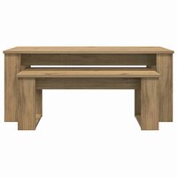 Salontafelset2 pcs Artisan Eiken Bewerkt hout 8