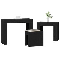 Nesttafels 3 pcs Zwart Eiken Bewerkt hout 3