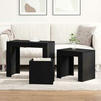 Nesttafels 3 pcs Zwart Eiken Bewerkt hout 4