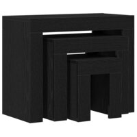 Nesttafels 3 pcs Zwart Eiken Bewerkt hout 5