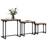 Salontafelset3 pcs artisanaal eikenkleurig Bewerkt hout 3