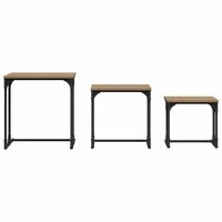 Salontafelset3 pcs artisanaal eikenkleurig Bewerkt hout 6