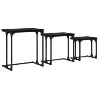 Salontafelset3 pcs Zwart eiken Bewerkt hout 2