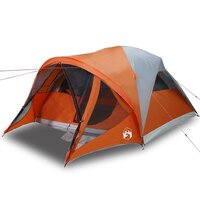 Tunneltent 6-persoons waterdicht grijs en oranje 2