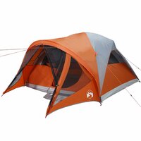 Tunneltent 6-persoons waterdicht grijs en oranje 5