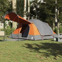 Tunneltent 8-persoons waterdicht grijs en oranje 4