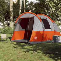 Tunneltent 4-persoons waterdicht grijs en oranje 3