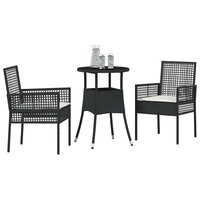 Tuin eettafelset 3 pcs Zwart poly rattan 3