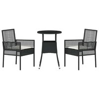 Tuin eettafelset 3 pcs Zwart poly rattan 7