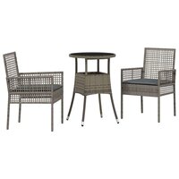 Tuin eettafelset 3 pcs Grijs poly rattan 2