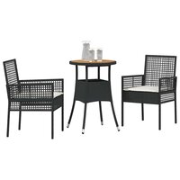 Tuin eettafelset 3 pcs Zwart poly rattan 3