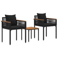 Buitenmeubelset met kussen Zwart PE Rattan 2