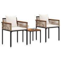 Buitenmeubelset met kussen Beige en Cr&egrave;me Wit PE Rattan 3