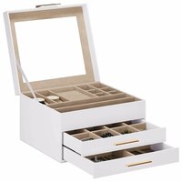 Sieradendoosje 3-laags 23x20,5x14 cm wit 6