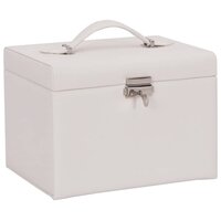Sieradendoosje 4laags spiegel afsluitbaar 22,5x17,5x16,5 cm wit 2