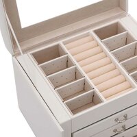Sieradendoosje 4laags spiegel afsluitbaar 22,5x17,5x16,5 cm wit 8