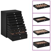 Sieradendoos 10-laags met horlogehouders zwart 29x20,5x40,5 cm 2