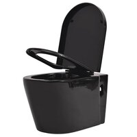 Hangend toilet met verborgen stortbak keramiek zwart 3