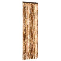 Vliegengordijn 56x185 cm chenille oker en wit 2