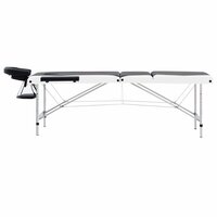 Massagetafel inklapbaar 3 zones aluminium zwart en wit 3