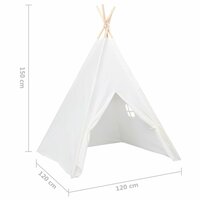 Kinder Tipi Tent met tas 120x120x150 cm peachskin wit 8