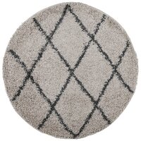 Vloerkleed PAMPLONA shaggy hoogpolig &Oslash; 80 cm beige antraciet 2