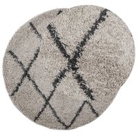Vloerkleed PAMPLONA shaggy hoogpolig &Oslash; 100 cm beige antraciet 3