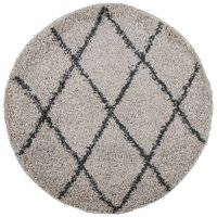 Vloerkleed PAMPLONA shaggy hoogpolig &Oslash; 120 cm beige antraciet 2