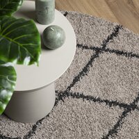 Vloerkleed PAMPLONA shaggy hoogpolig &Oslash; 120 cm beige antraciet 7