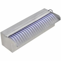 Zwembadwaterval met LED&amp;apos;s rechthoekig 30 cm roestvrij staal 6