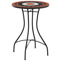Bistrotafel moza&iuml;ek &Oslash;50x70 cm keramiek terracottakleurig en wit 2
