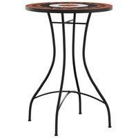 Bistrotafel moza&iuml;ek &Oslash;50x70 cm keramiek terracottakleurig en wit 4