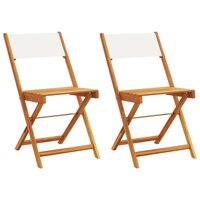 Bistrostoelen 2 st massief acaciahout en stof cr&egrave;mewit 2