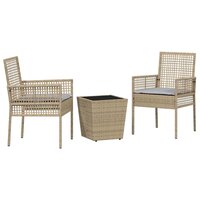 Tuin Bistroset 3 pcs Beige poly rattan 2
