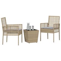 Tuin Bistroset 3 pcs Beige poly rattan 3