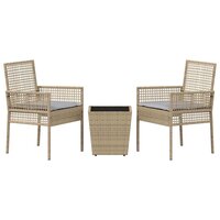 Tuin Bistroset 3 pcs Beige poly rattan 7