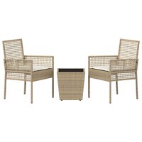 Tuin Bistroset 3 pcs Beige poly rattan 7
