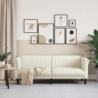 Driezitsbank fluweel cr&egrave;mekleurig 3