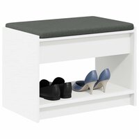 Halbank Wit 63 x 38 x 45 cm Ge&iuml;ndustrialiseerd hout en stof 3