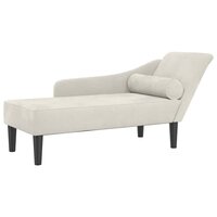 Chaise longue met kussens fluweel cr&egrave;mekleurig 2