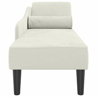 Chaise longue met kussens fluweel cr&egrave;mekleurig 4