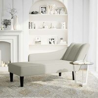 Chaise longue met rechterarmleuning fluweel cr&egrave;mekleurig 2
