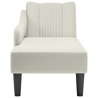 Chaise longue met rechterarmleuning fluweel cr&egrave;mekleurig 4