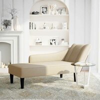 Chaise longue met rechterarmleuning stof cr&egrave;mekleurig 2