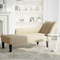 Chaise longue met rechterarmleuning stof cr&egrave;mekleurig 3