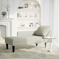 Chaise longue met kussen&amp;rechterarmleuning fluweel cr&egrave;mekleurig 2