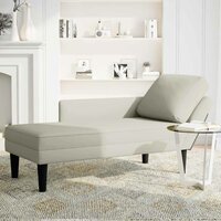 Chaise longue met kussen&amp;rechterarmleuning fluweel cr&egrave;mekleurig 3